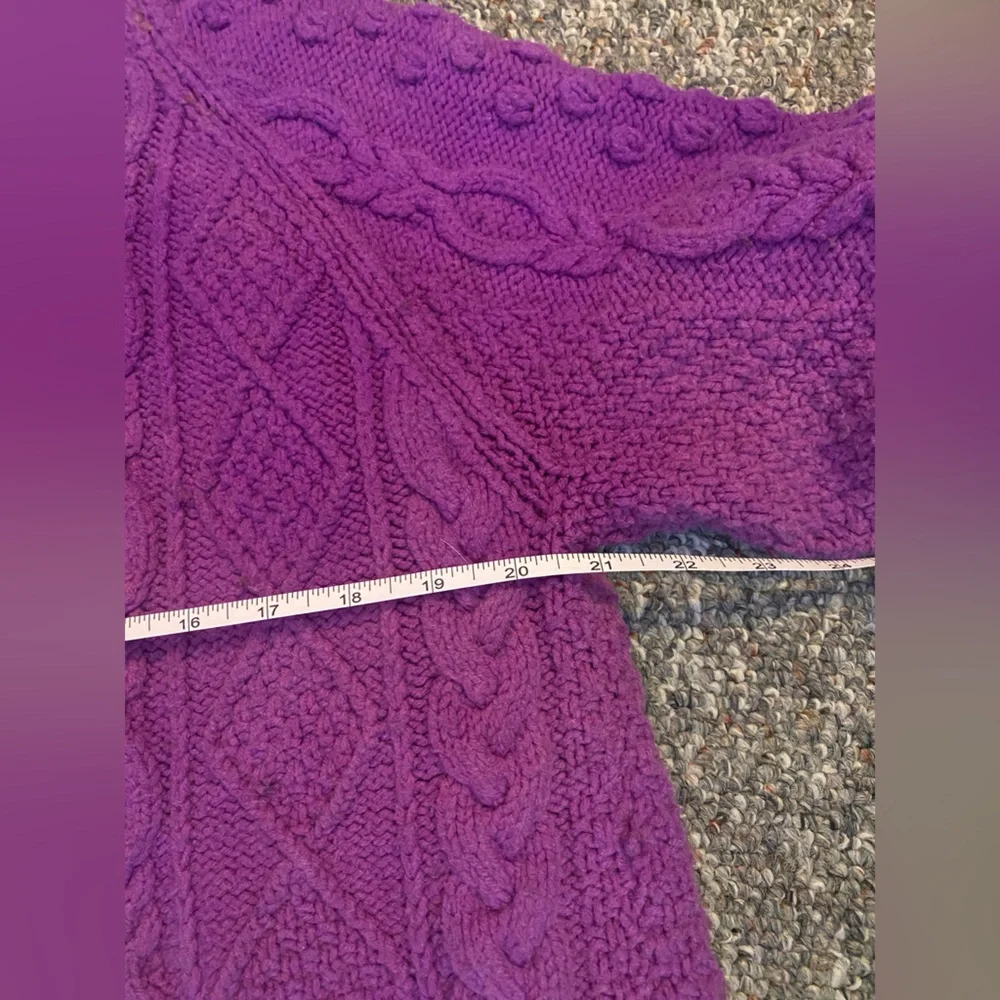 Vintage Handmade Cable Knit Sweater in a Purple Tie Dye Effect